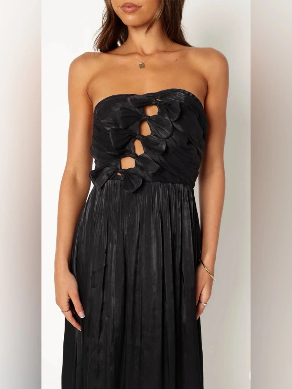 73. Petal & Pup &100 Mila Strapless Midi Dress in black - Picture 5 of 6